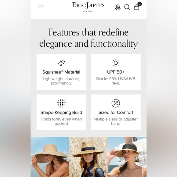 Eric Javits Squishee Hat UPF 50+ in Bark - Picture 7 of 8